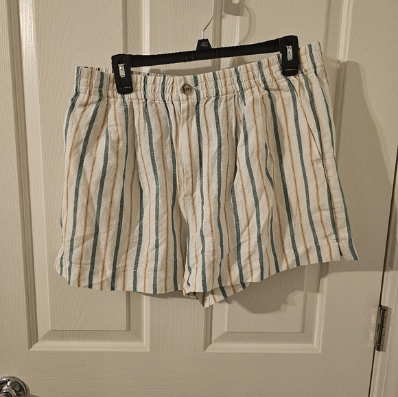 Madewell NWT Linen Viscose Blens Track Shorts in Stripe Size L - Picture 1 of 9